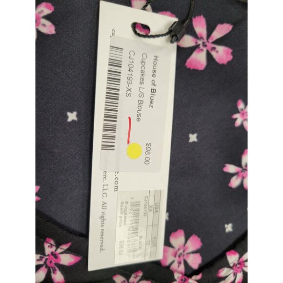 Cupcakes & Cashmere NWT Sapphire Printed Crepon Blouse Sweetheart Neck XS - Picture 3 of 5